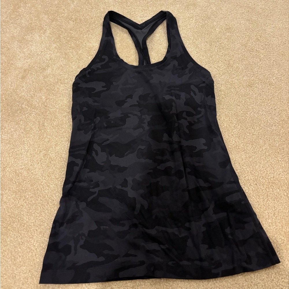Lululemon razorback tank top - nulu fabric in deep coal camo black